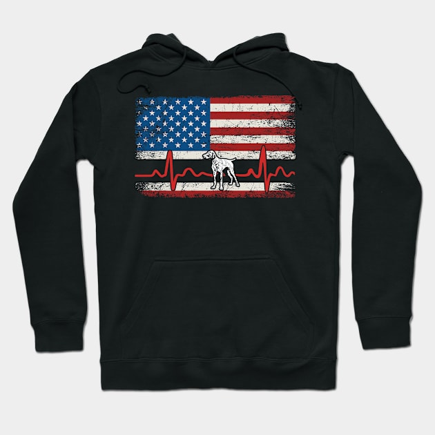 Funny German Shorthaired Pointer American Flag Heartbeat Dog Lover Gift 4th Of July Hoodie by huytho2